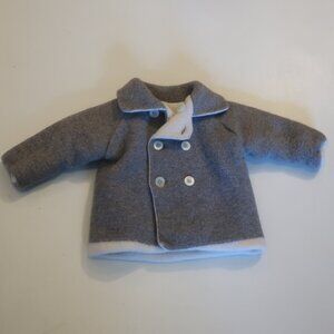 Infant Baby Frilo Gray Off-White 100% Wool Pea Coat Jacket 62 (US/0-3 Months)